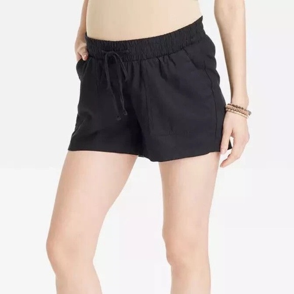 Isabel Maternity by Ingrid and Isabel Shorts Linen Black size Medium - Picture 1 of 10